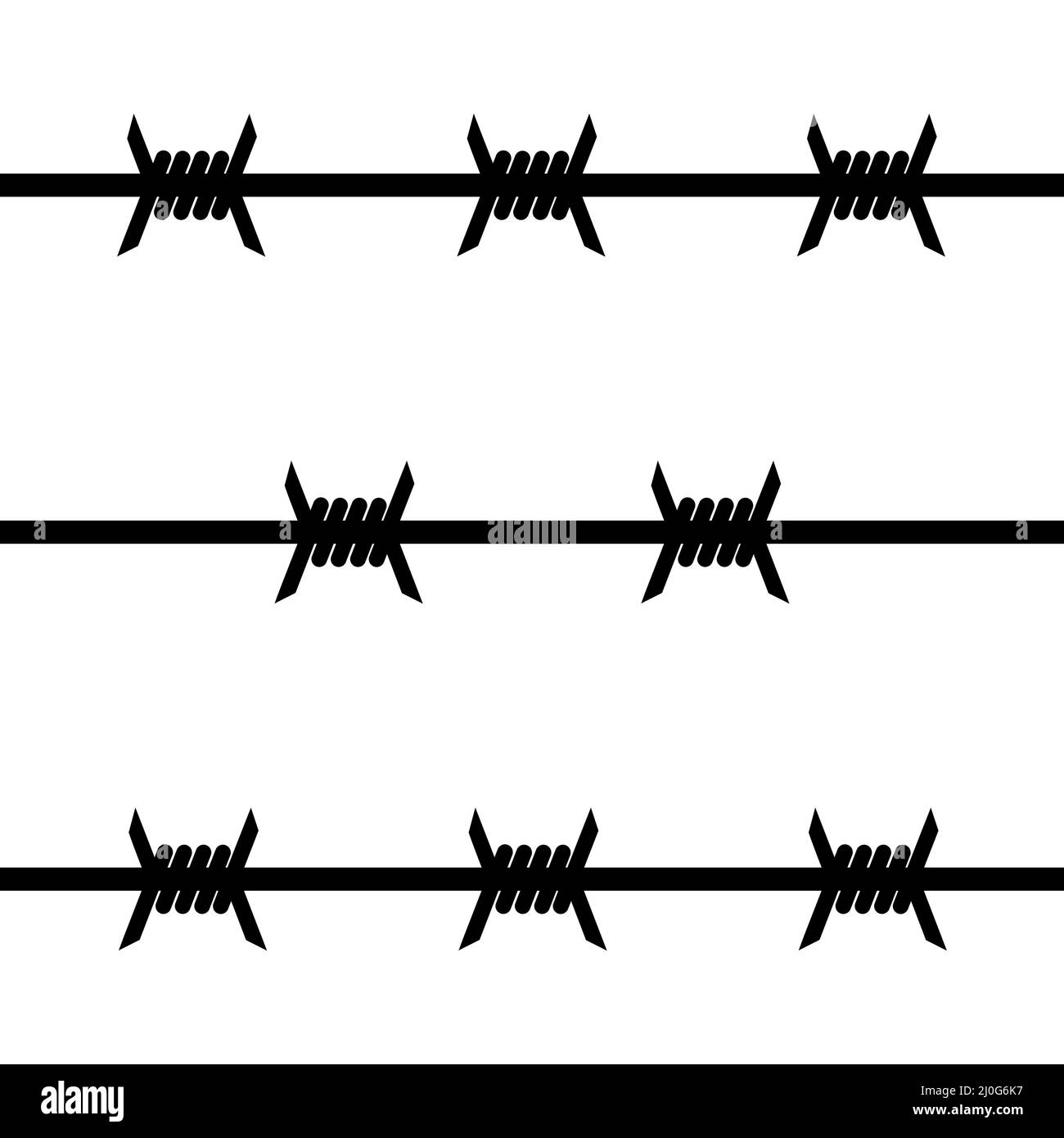 Barbed wire fence sign with sharp spikes, barbed wire to protect the territory Stock Vector