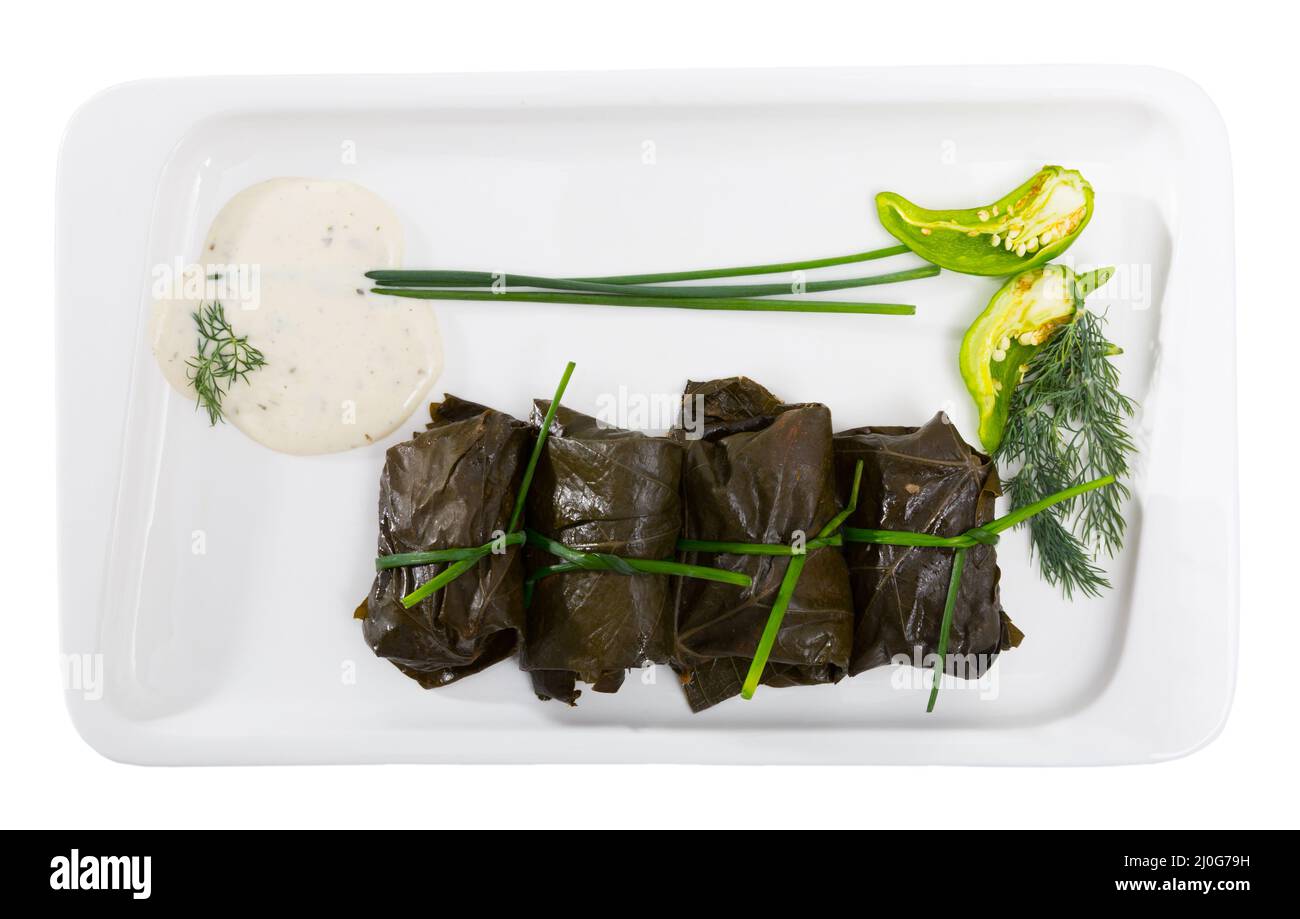 Stuffed grape leaves with assorted fillings Stock Photo Alamy
