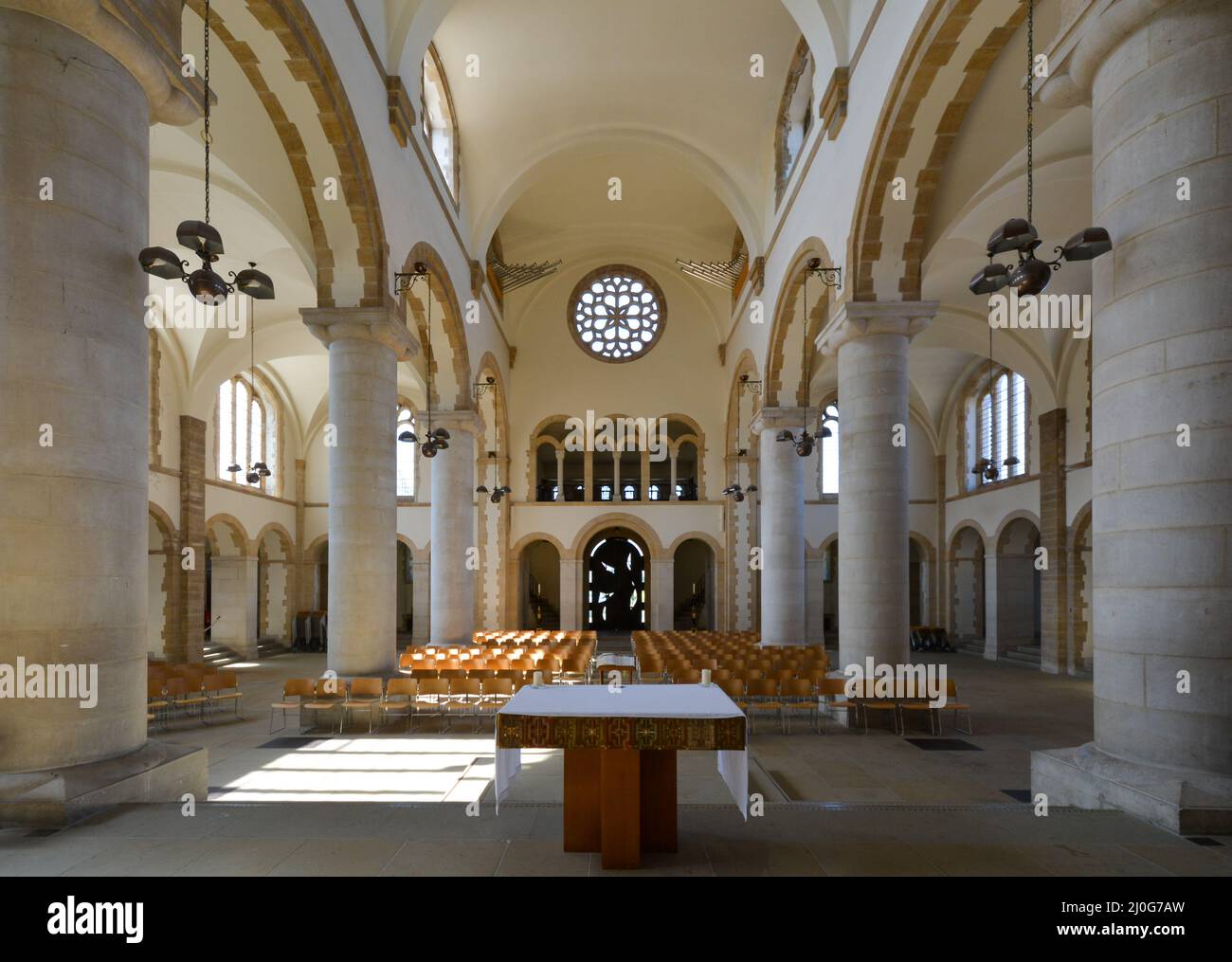 Inside of The Cathedral Church of St Thomas of Canterbury, commonly known as Portsmouth Cathedral. In Portsmouth, Hampshire, England. Stock Photo