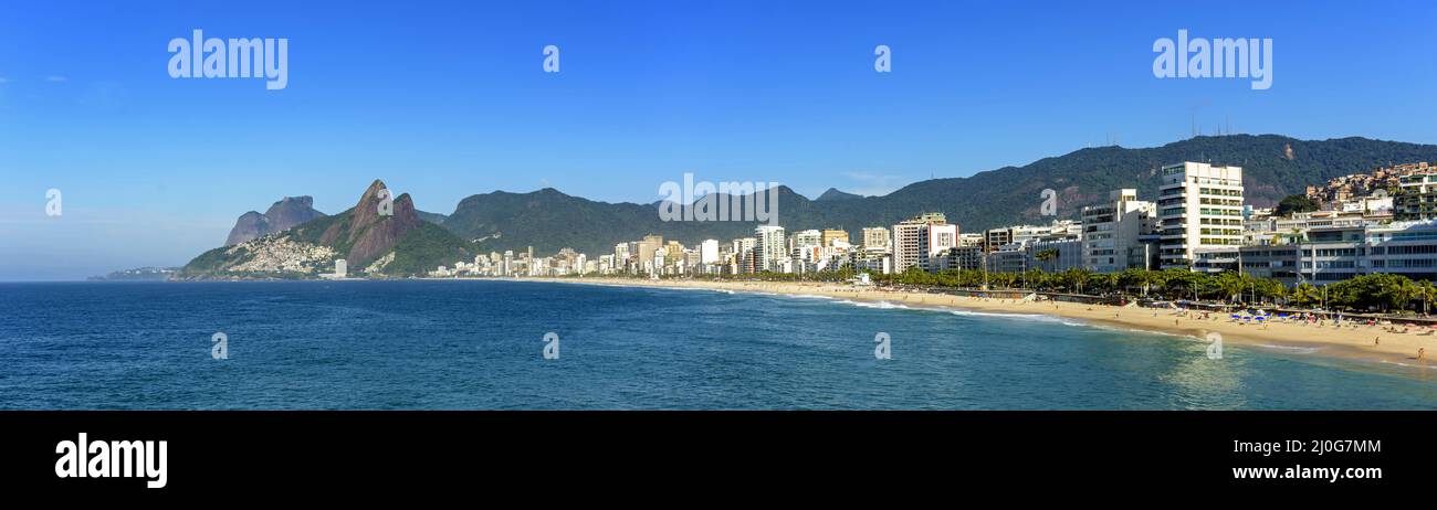 Panoramic view of Ipanema beach in Rio de Janeiro Stock Photo