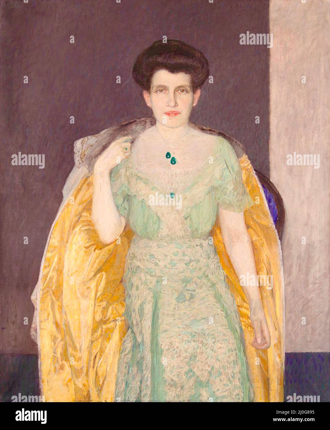knee length dresses for ladies Lady in Yellow by Max Kurzweil (1899) | female figure | figurative art  print | vintage art print | yellow dress | expressionism | art nouveau |  Austrian artist main image 0