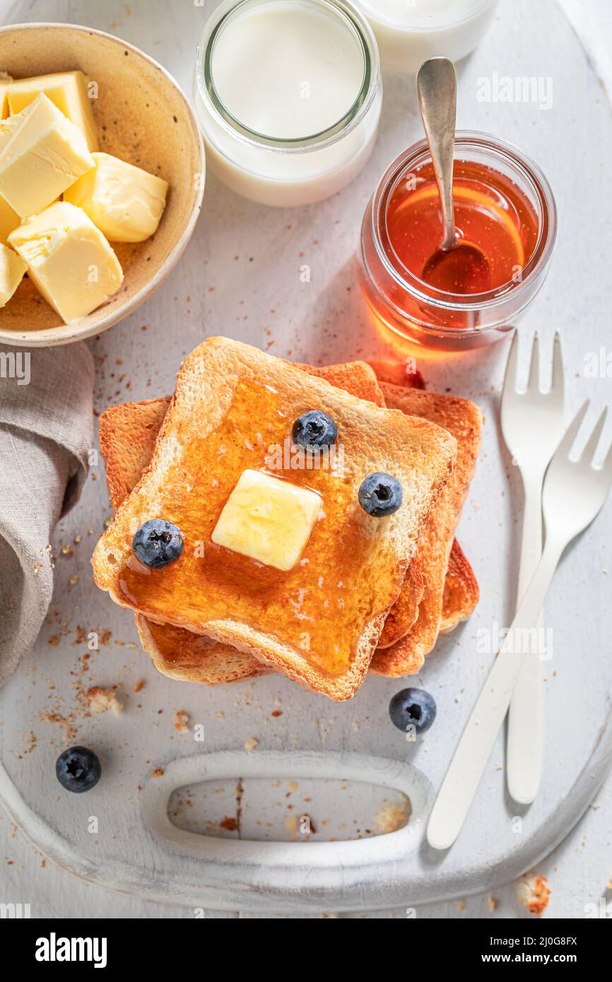 Delicious and hot french toast as a perfect breakfast. Golden French