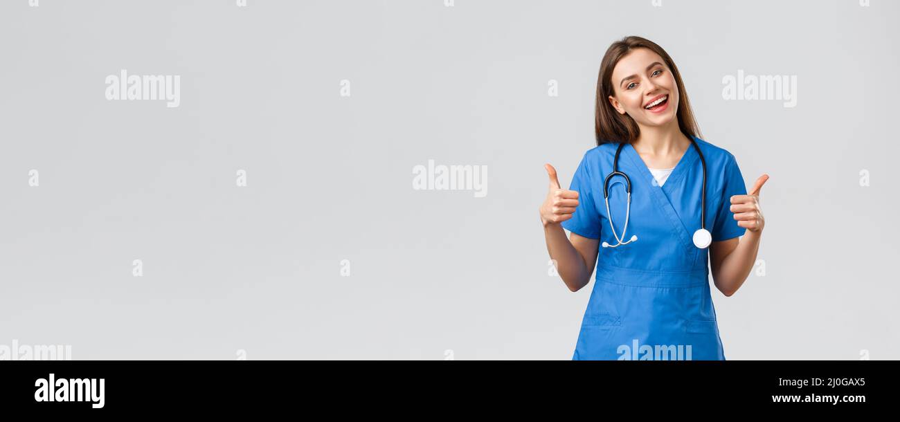 Medical workers, healthcare, covid19 and vaccination concept. Friendly