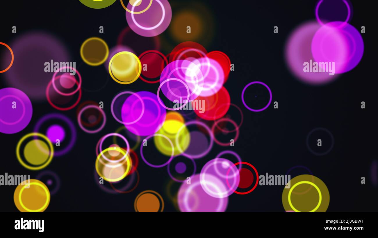 Computer generated the rows of multi colored circles and rings. 3d rendering abstract background from round particles Stock Photo