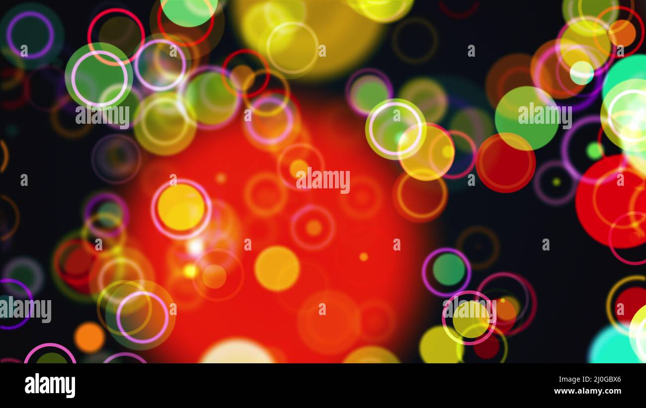 Computer generated the rows of multi colored circles and rings. 3d rendering abstract background from round particles Stock Photo
