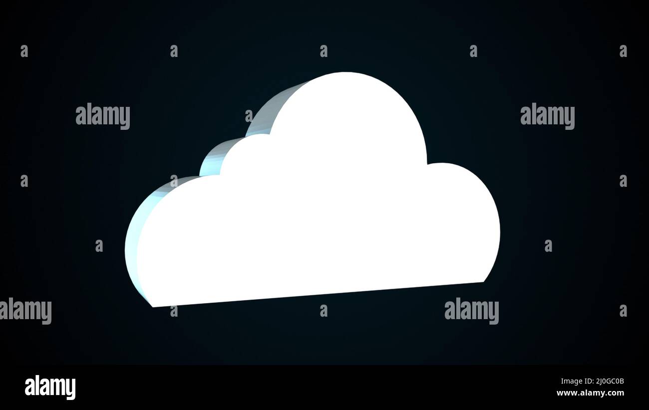 Computer generated 3d cloud rotationing on dark background. 3d rendering symbol of digital data storage Stock Photo