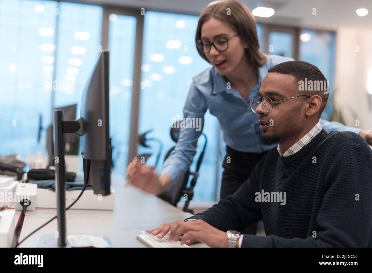 Officemate posing hi-res stock photography and images - Alamy