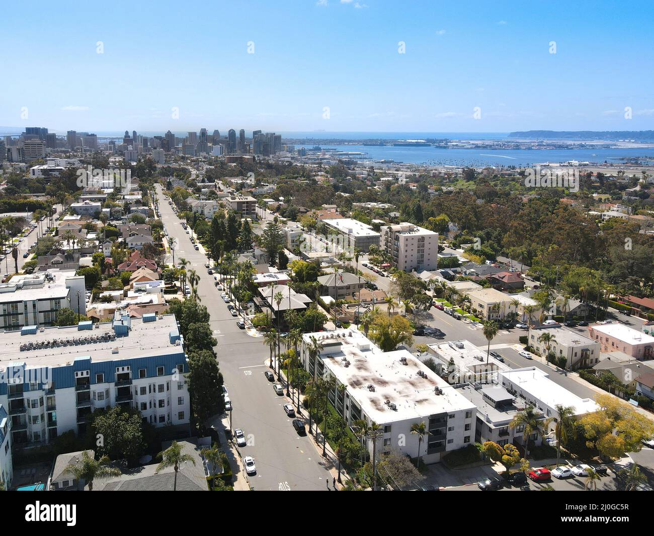 Aerial view above Hillcrest neighborhood in San Diego Stock Photo - Alamy