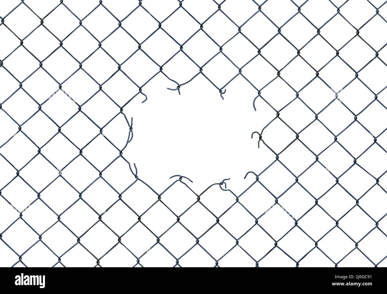 Hole In A ChainLink Fence Stock Photo Alamy