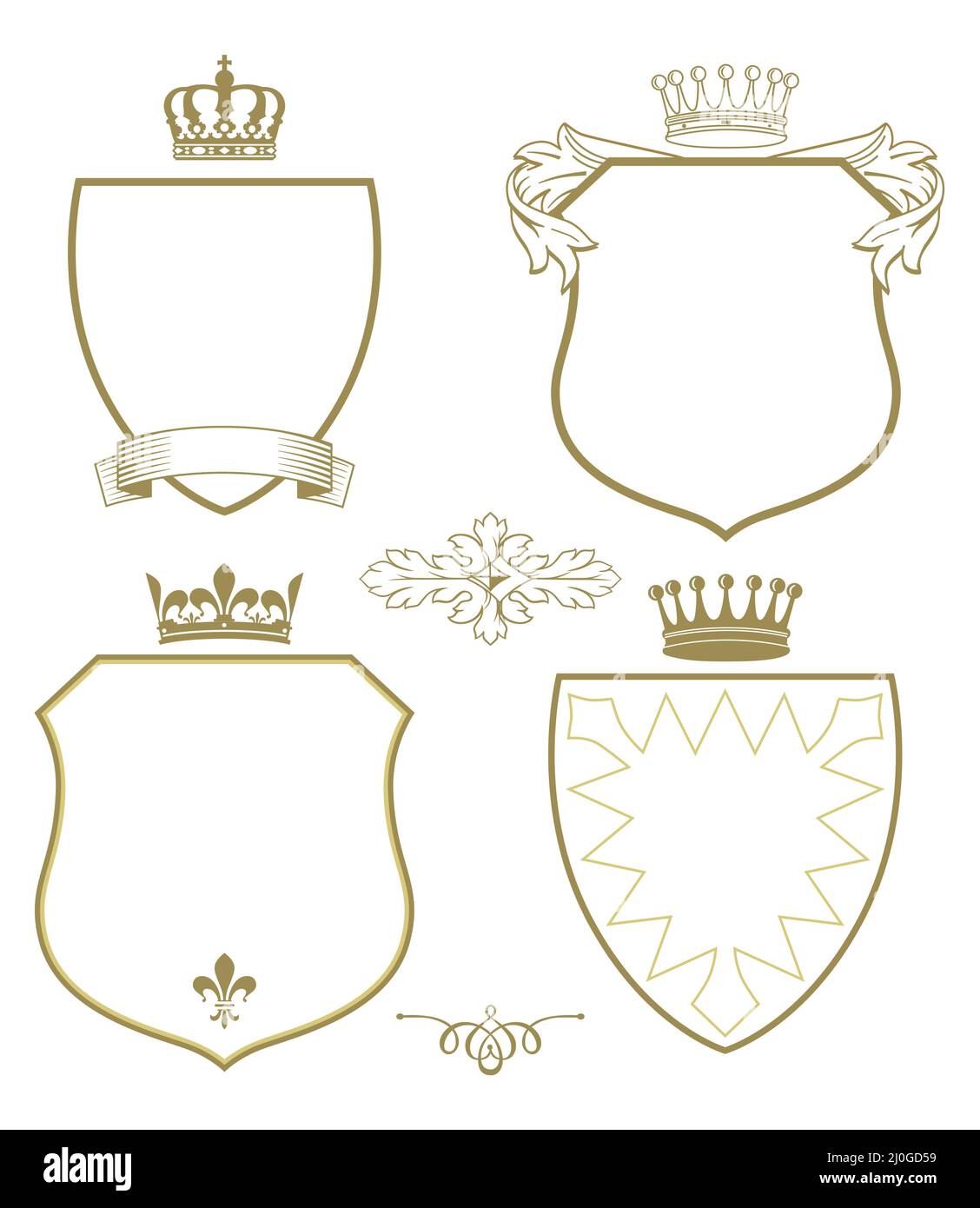 Coat of arms with shields and crowns isolated on a white background ...