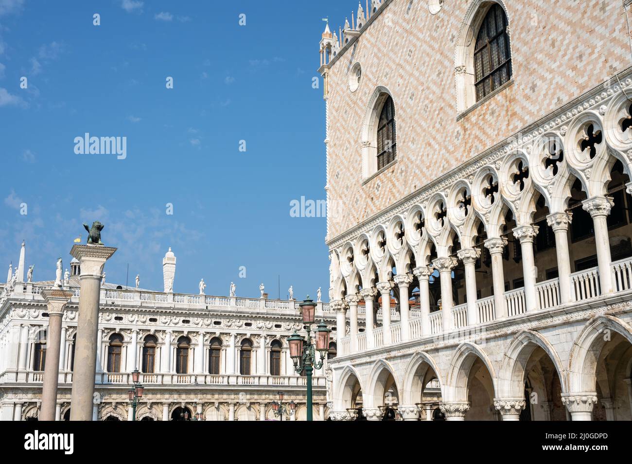 Part of the famous Doges Palace and the Marciana Library, seen in Venice, Italy Stock Photo