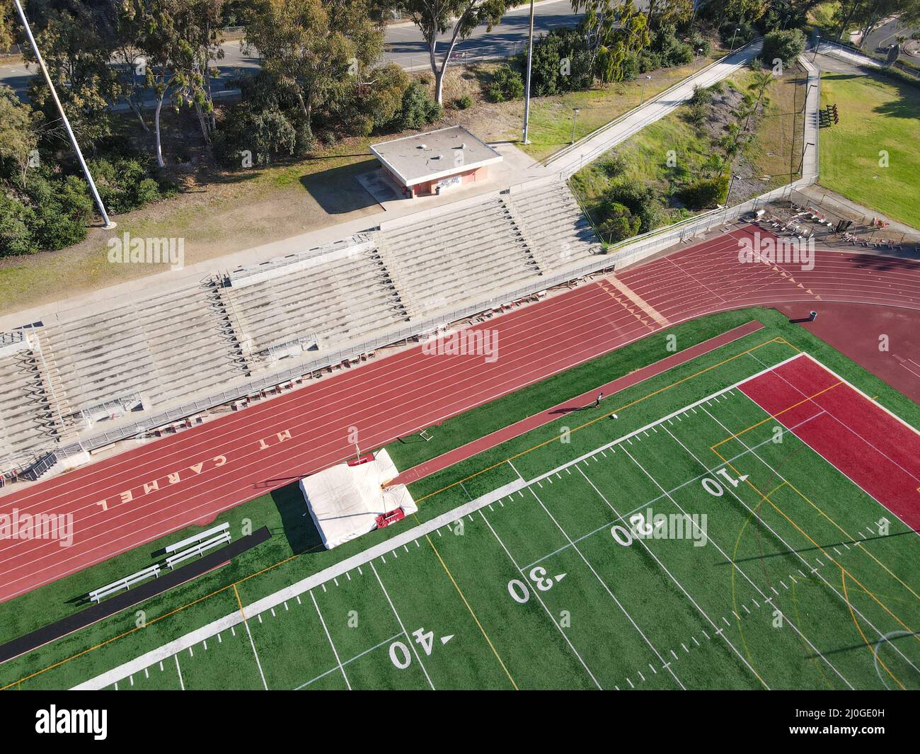 Aerial view of American football field Stock Photo