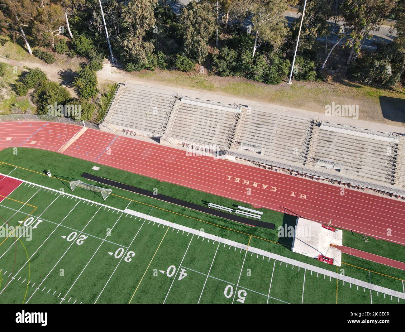 Aerial view of American football field Stock Photo