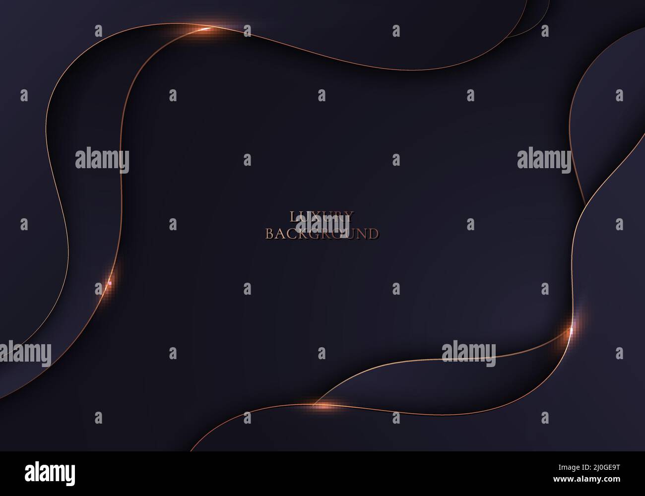 3D elegant abstract background dark purple wave shape with golden curve ...