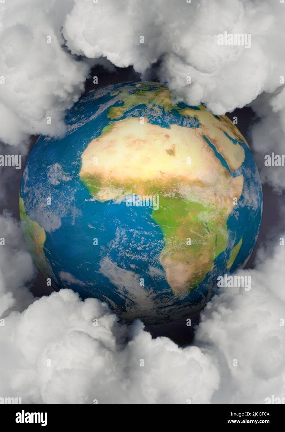 Earth and global emissions in portrait format Stock Photo