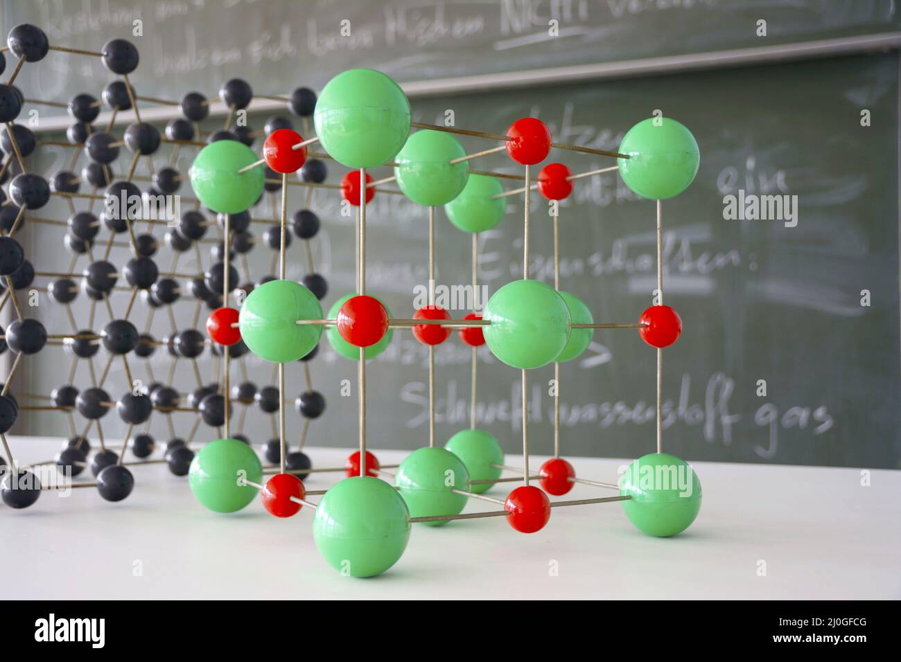 Atomic model in chemistry classroom Stock Photo