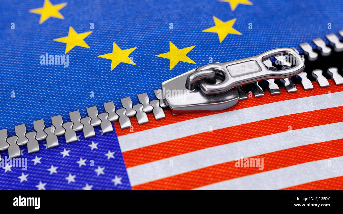 Cooperation between USA and EU Stock Photo