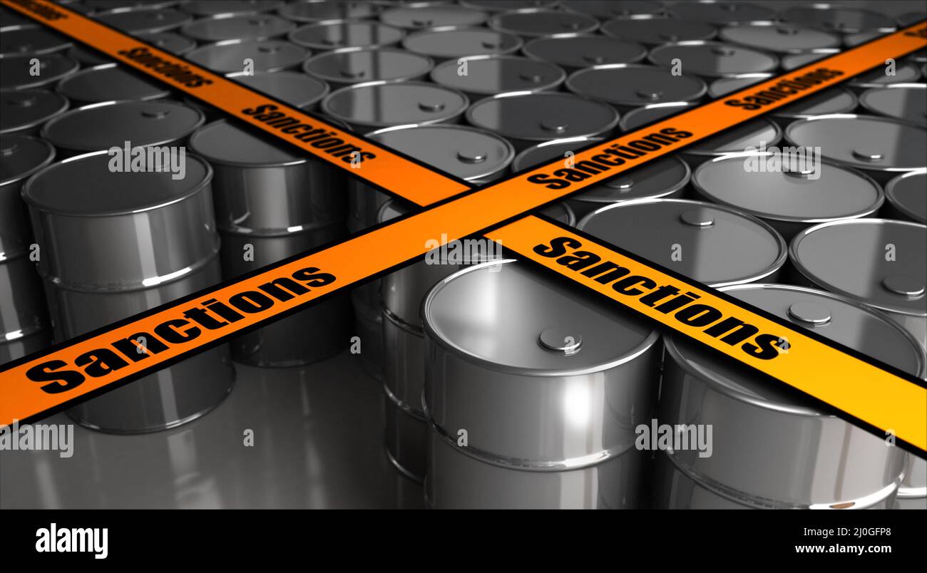 Barrels and Sanctions - 3D Rendering Stock Photo