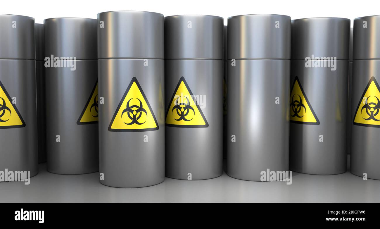 Biohazard and Containers - 3D Rendering Stock Photo