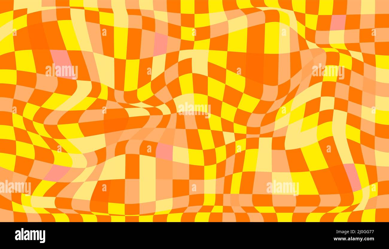 Checkered background with distorted squares. Abstract banner with ...