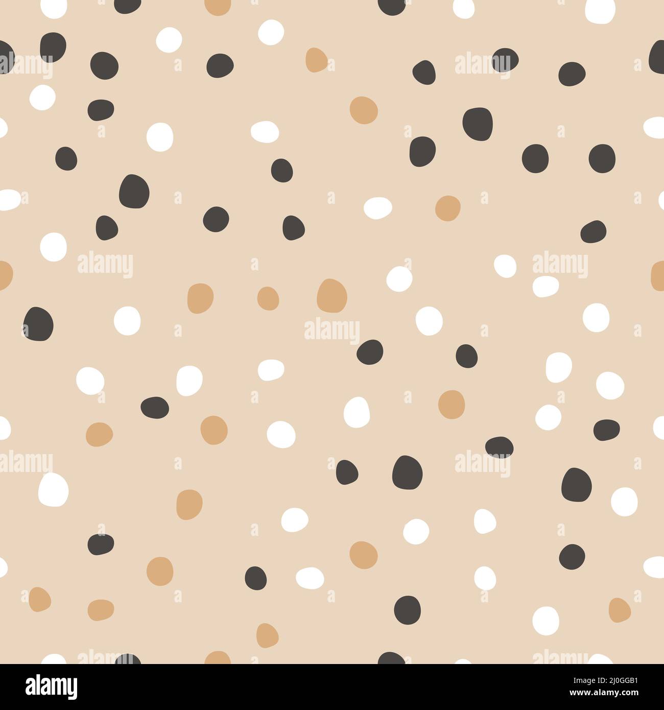 Polka dot seamless pattern with round hand drawn shapes. Baby vector ...