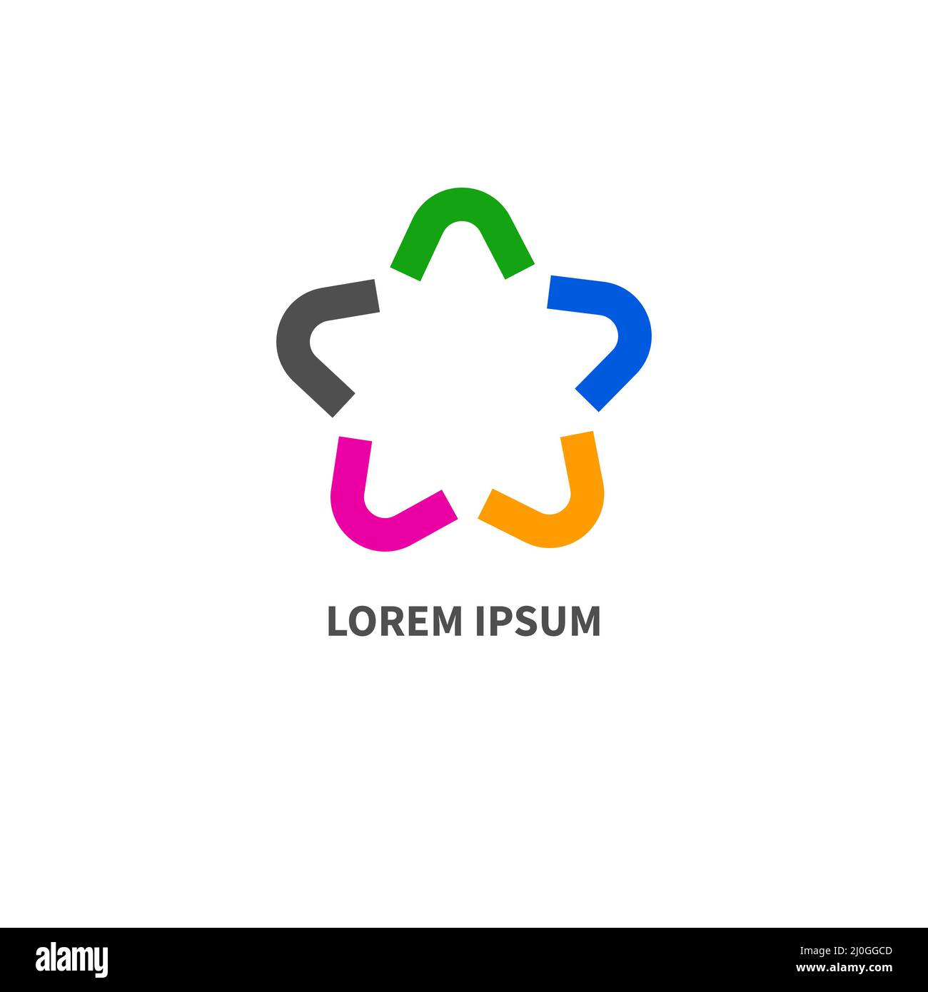 Star logo with five rays. Business icon. Networking symbol, education ...