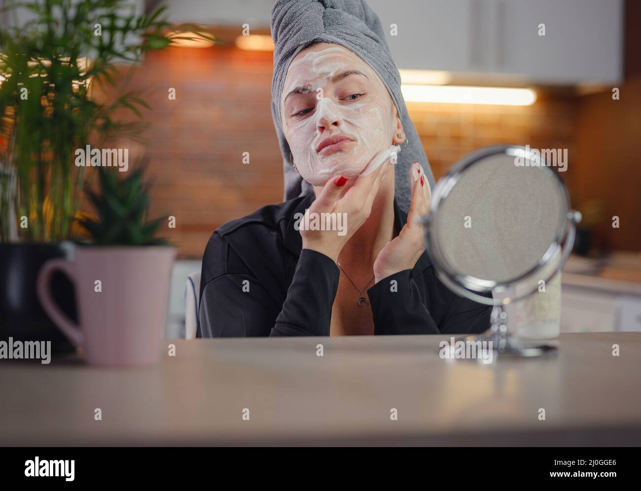 Face washing woman sponge hi-res stock photography and images - Alamy