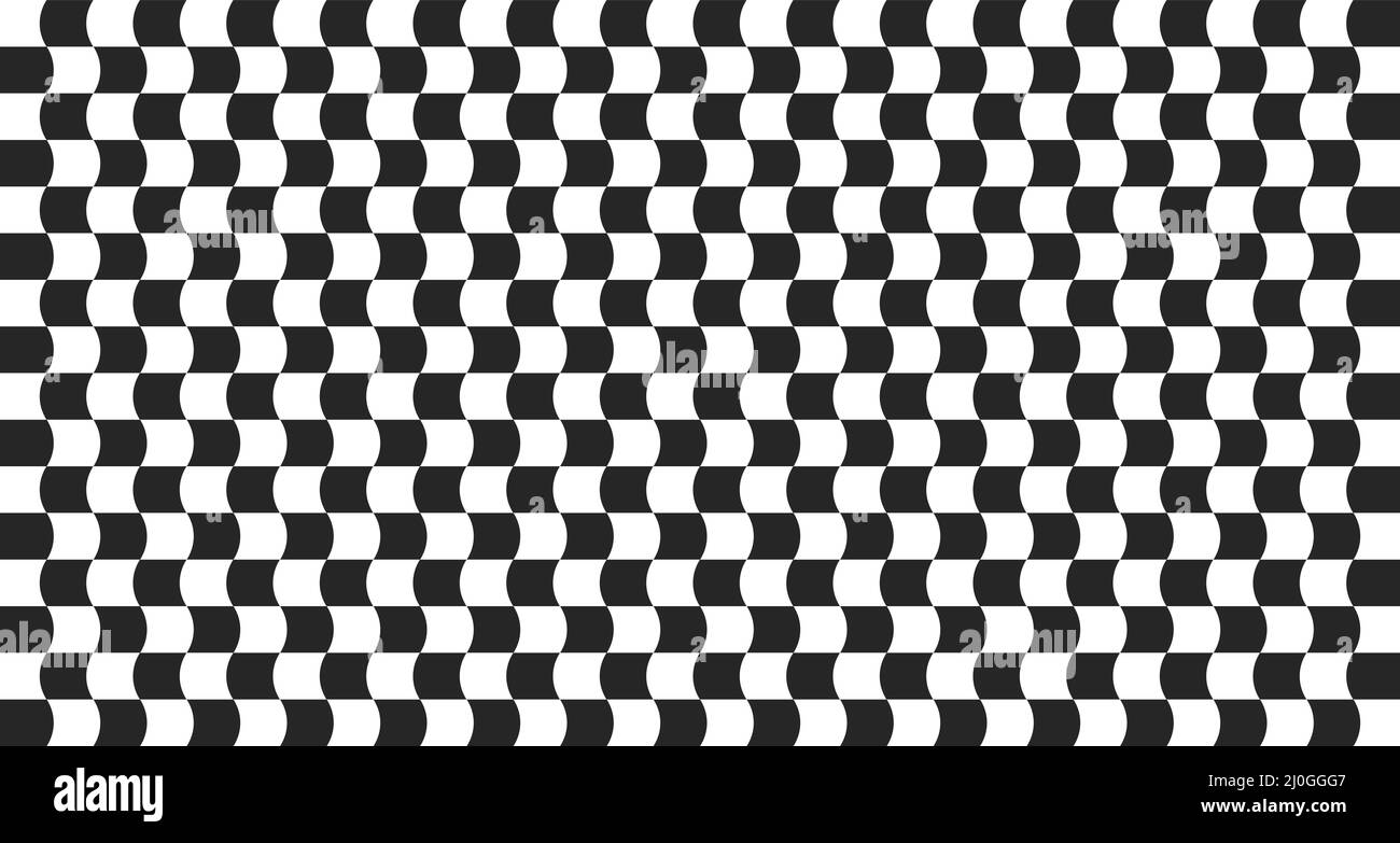 Optical illusion. Distorted chessboard. Checkered abstract background ...