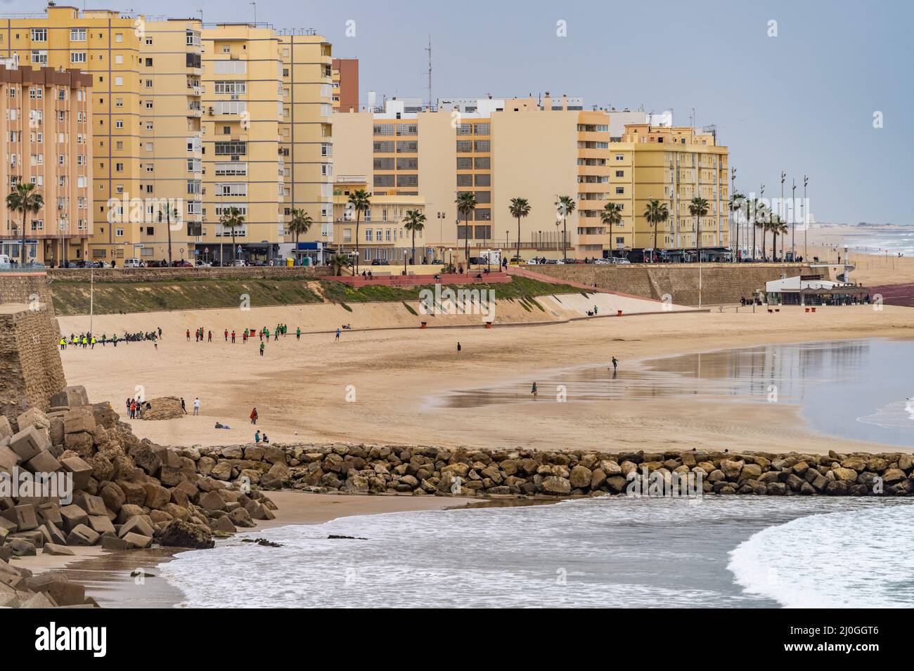 Strand Playa de Santa María del Mar in Cádiz, Andalusien, Spanien  |  Playa de Santa María del Mar beach in Cádiz, Andalusia, Spain Stock Photo
