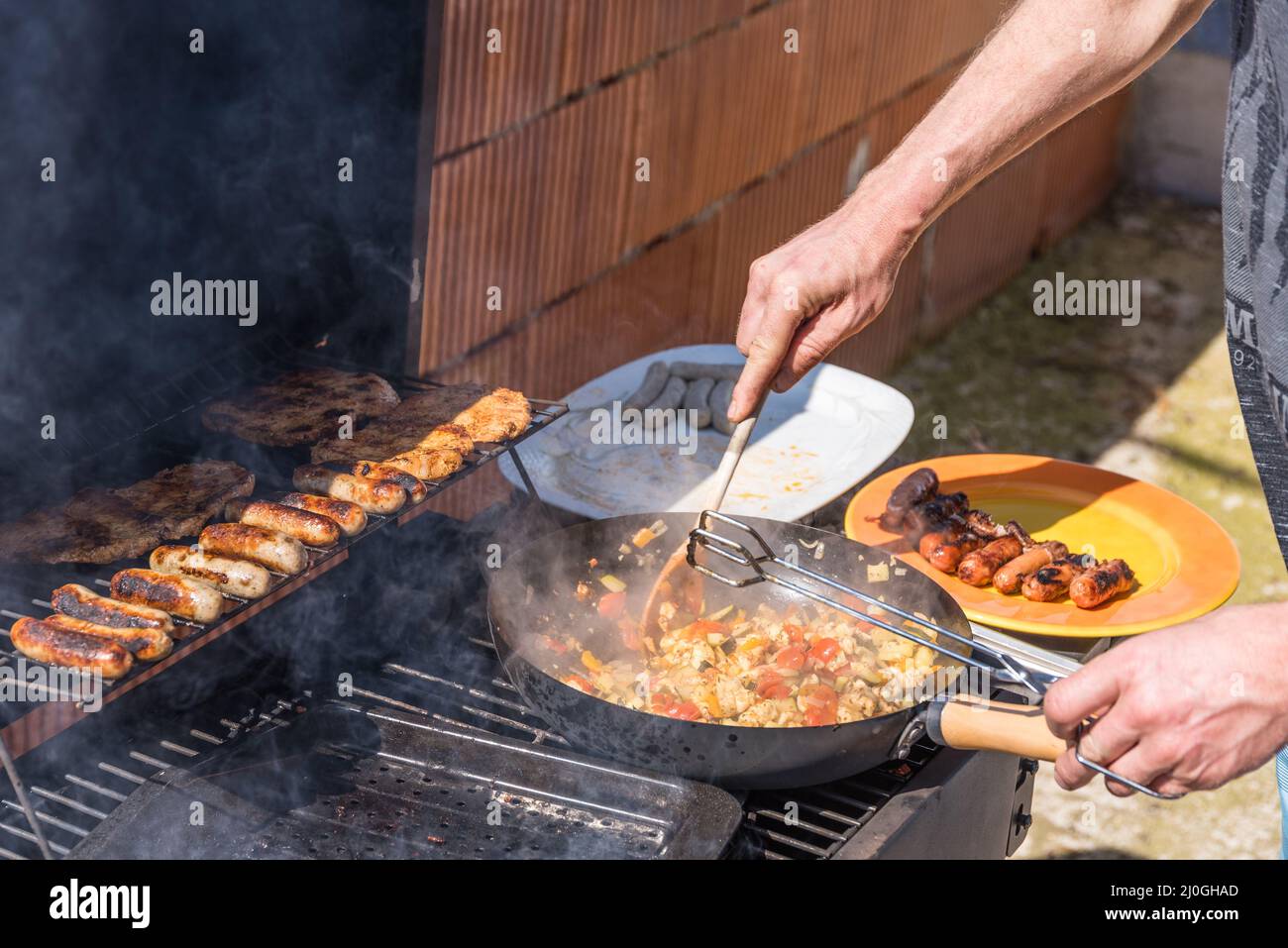 Cozy grill halloumi vegetable pan Stock Photo Alamy