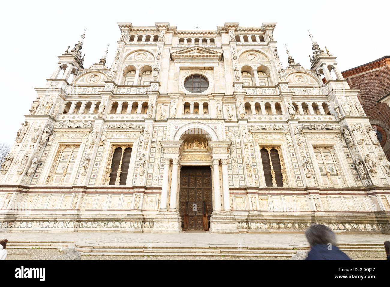 Pavia, Italy - March 12, 2022: architecture interior view of Certosa di Pavia, a famous abbey close to Pavia. Stock Photo