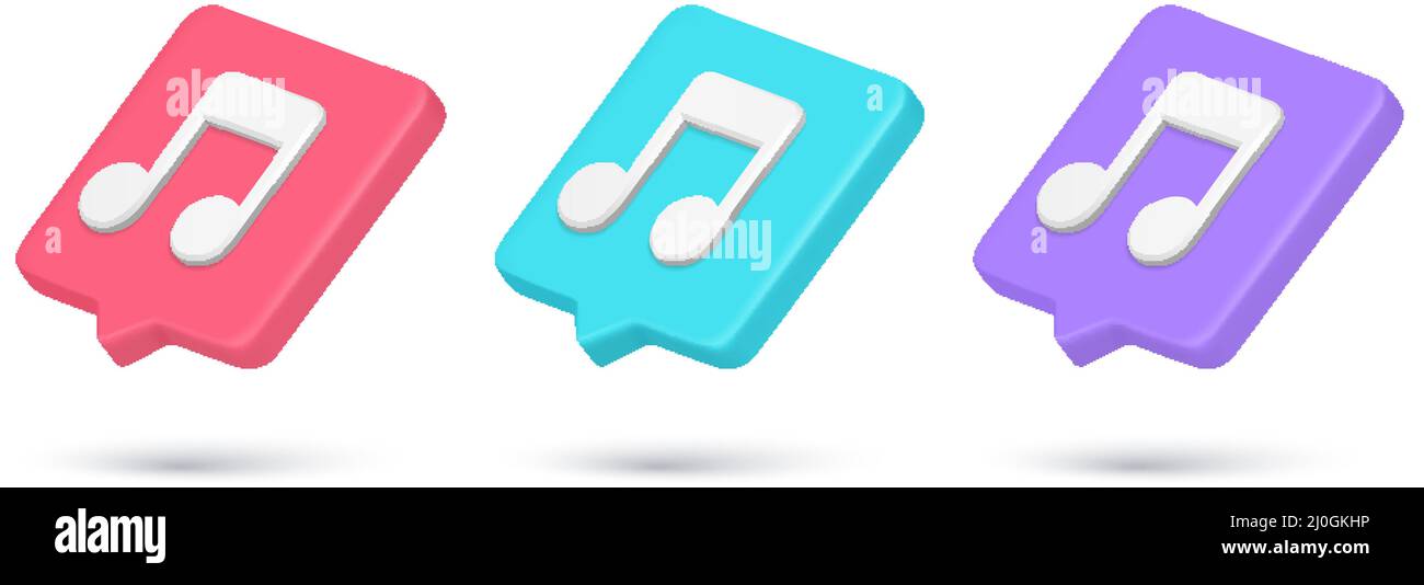 Realistic 3d icon quick tips musical notes notification