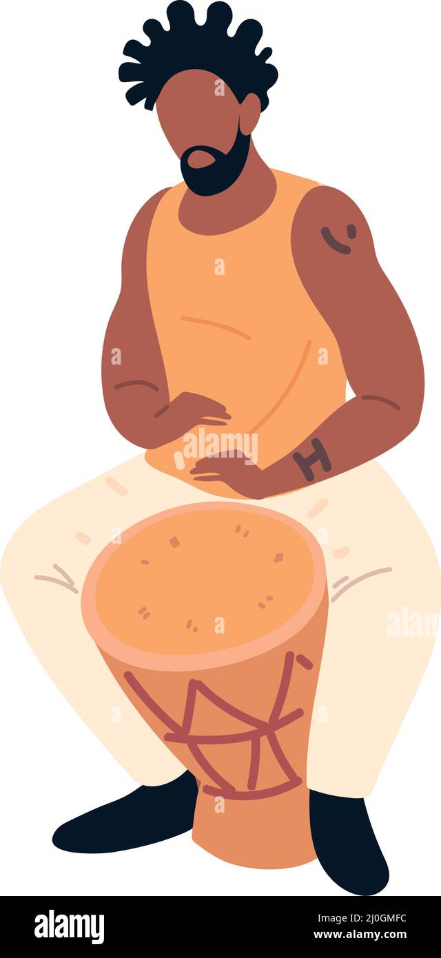 Afro man playing drum Stock Vector Images - Alamy