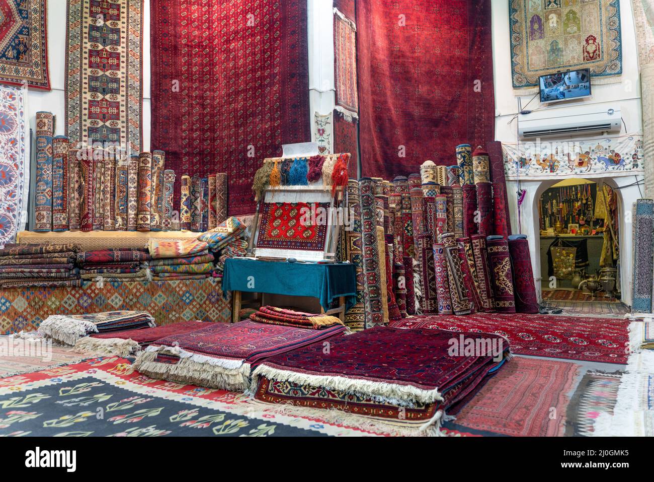 The old carpet market in Bukhara Stock Photo