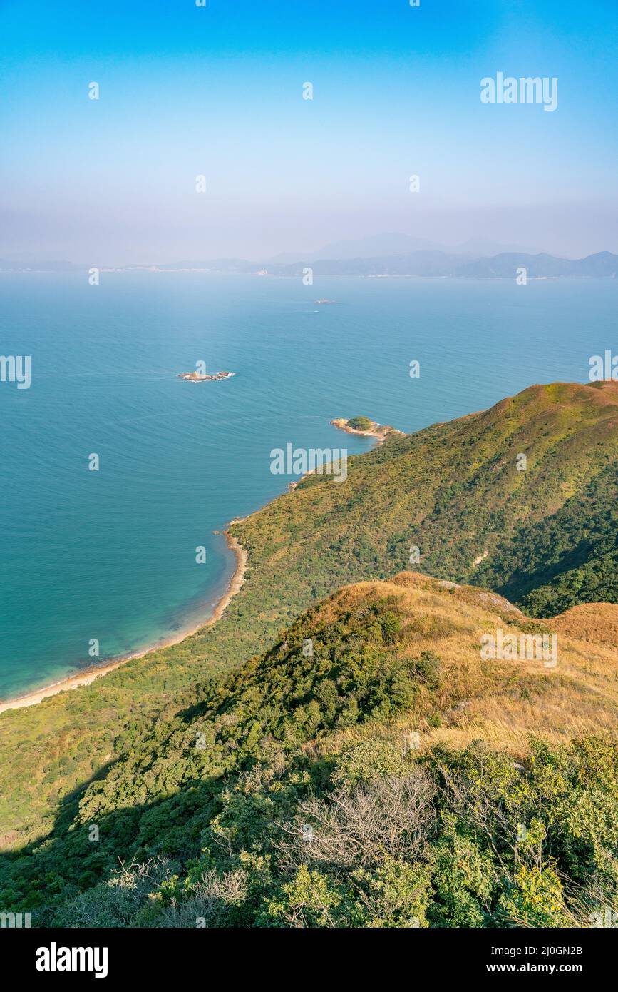 The amazing nature view from Sharp Peak in Sai Kung East Country Park in Hong Kong Stock Photo