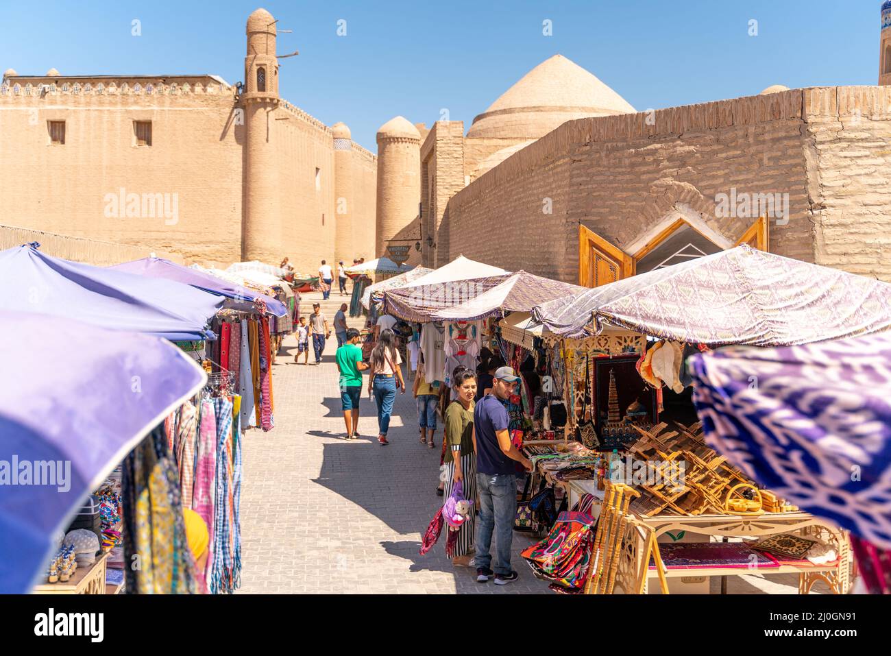 Khiva/Uzbekistan:08.20.2019-The view o famous bazaar street in Khiva Stock Photo