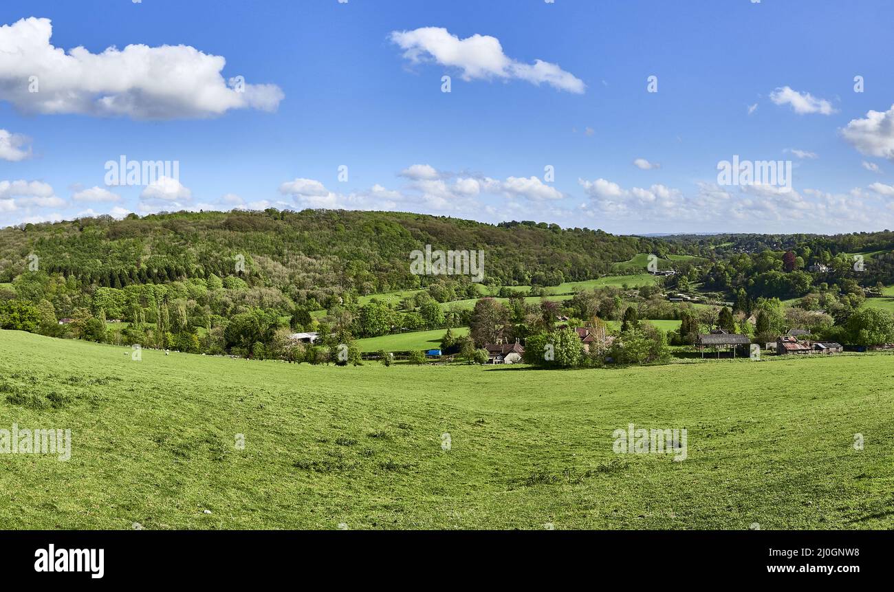 UK - Wiltshire - Limpley Stoke Valley Panorama Stock Photo
