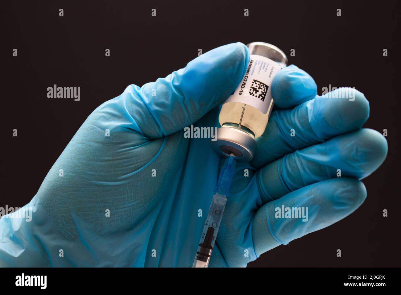 Calgary, Alberta. Canada. April 02, 2021. Health care worker with a ...