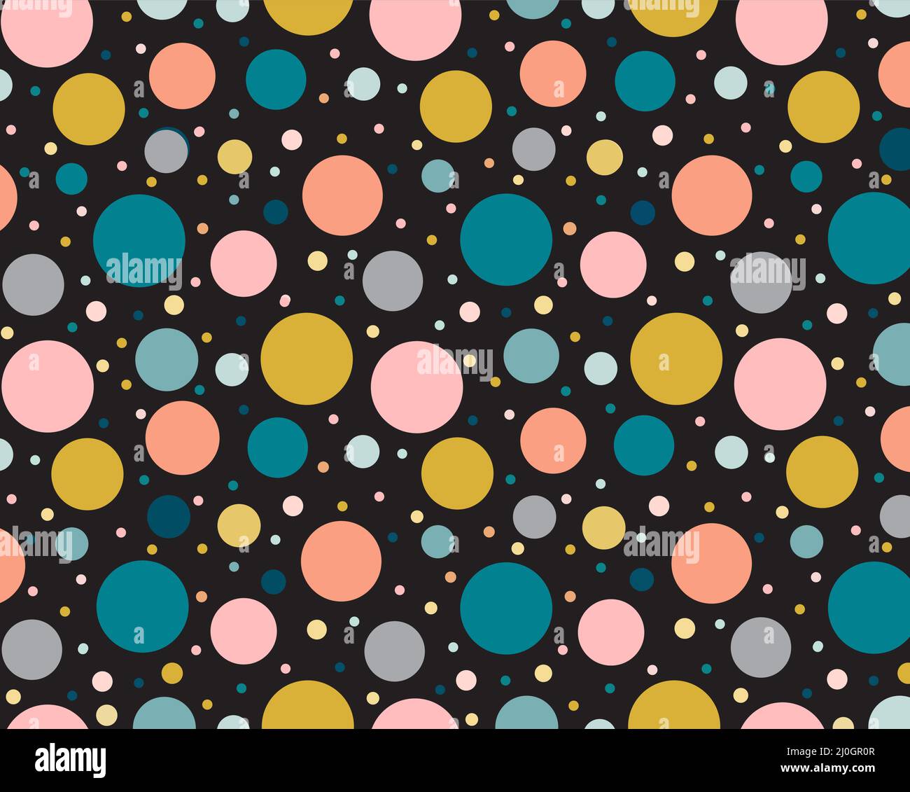 retro colorful circle seamless pattern in black background Stock Vector