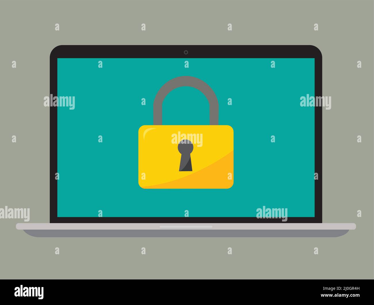 laptop with lock icon on screen vector uses for Security purpose