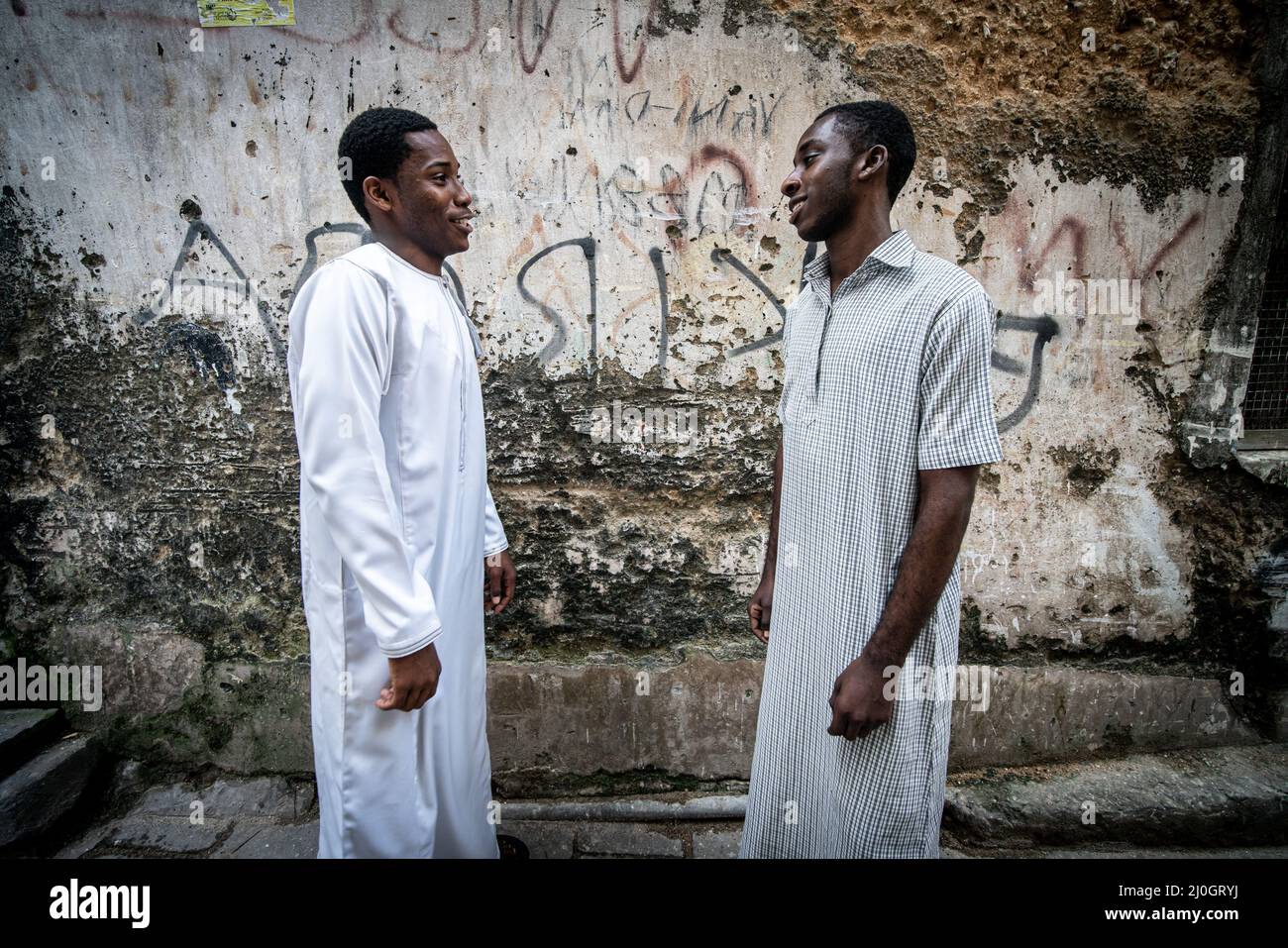 Two young black students standing , high quality picture Stock Photo