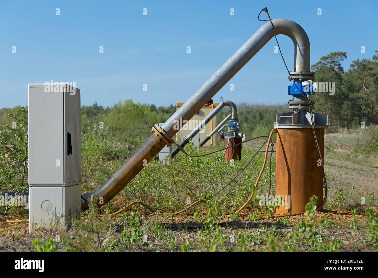 Pumps for lowering the groundwater Stock Photo
