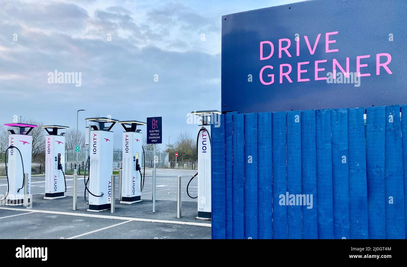 Ionity ultra rapid electric vehicle charging station with six electric