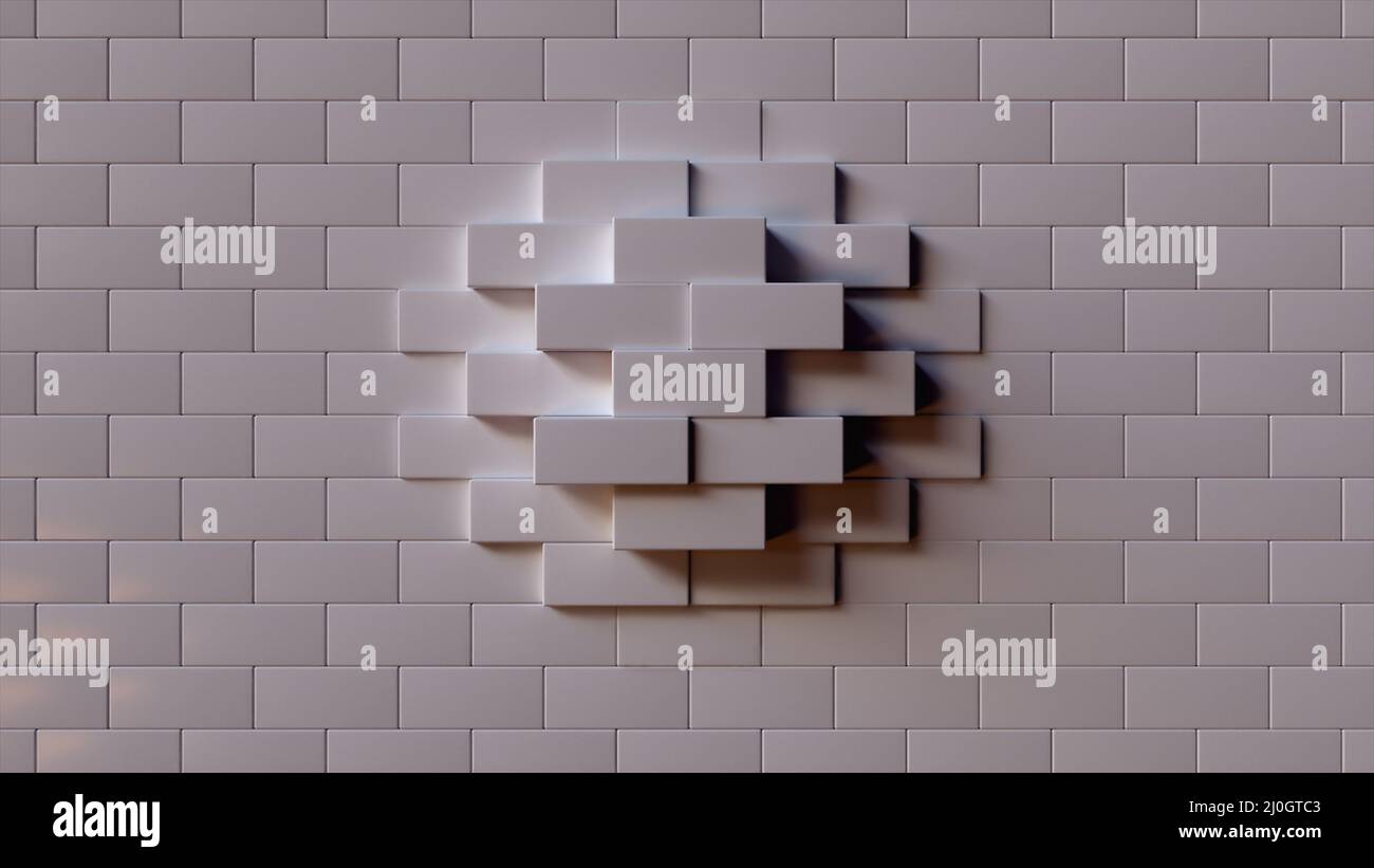 Computer generated background transformation of large rectangles into small. 3d rendering geometric surface Stock Photo