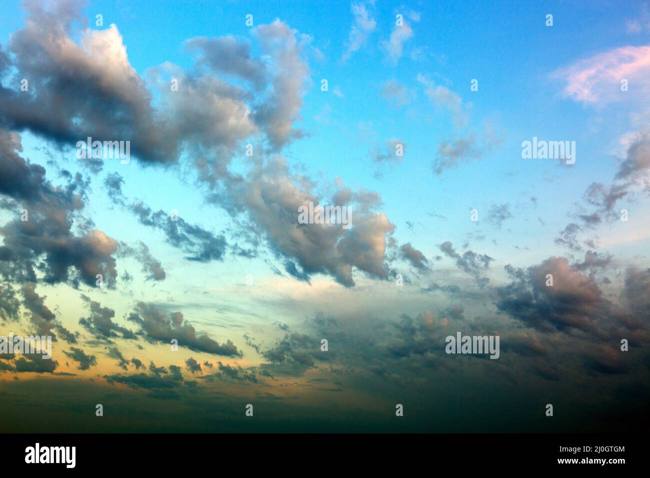 Clouds and blue sky background with copy space. Stock Photo