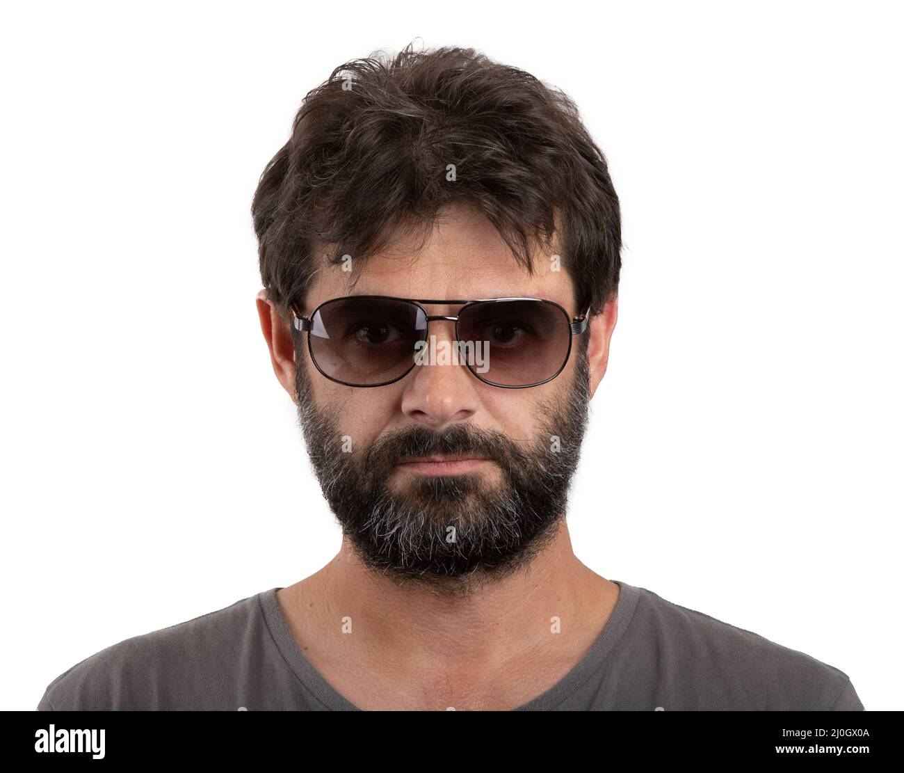 Portrait of ordinary bearded man Stock Photo