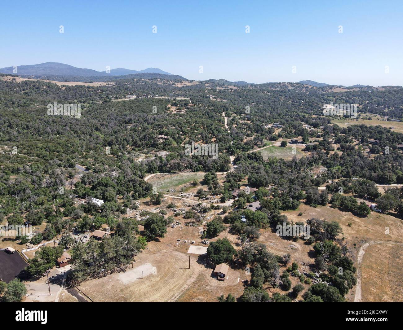 Aerial view of Julian land, historic gold mining town located in east