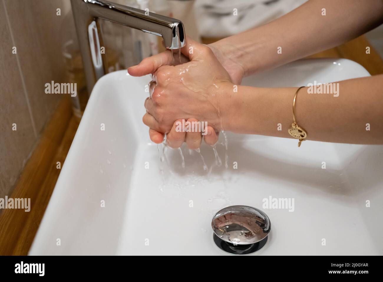 lavage des mains Stock Photo