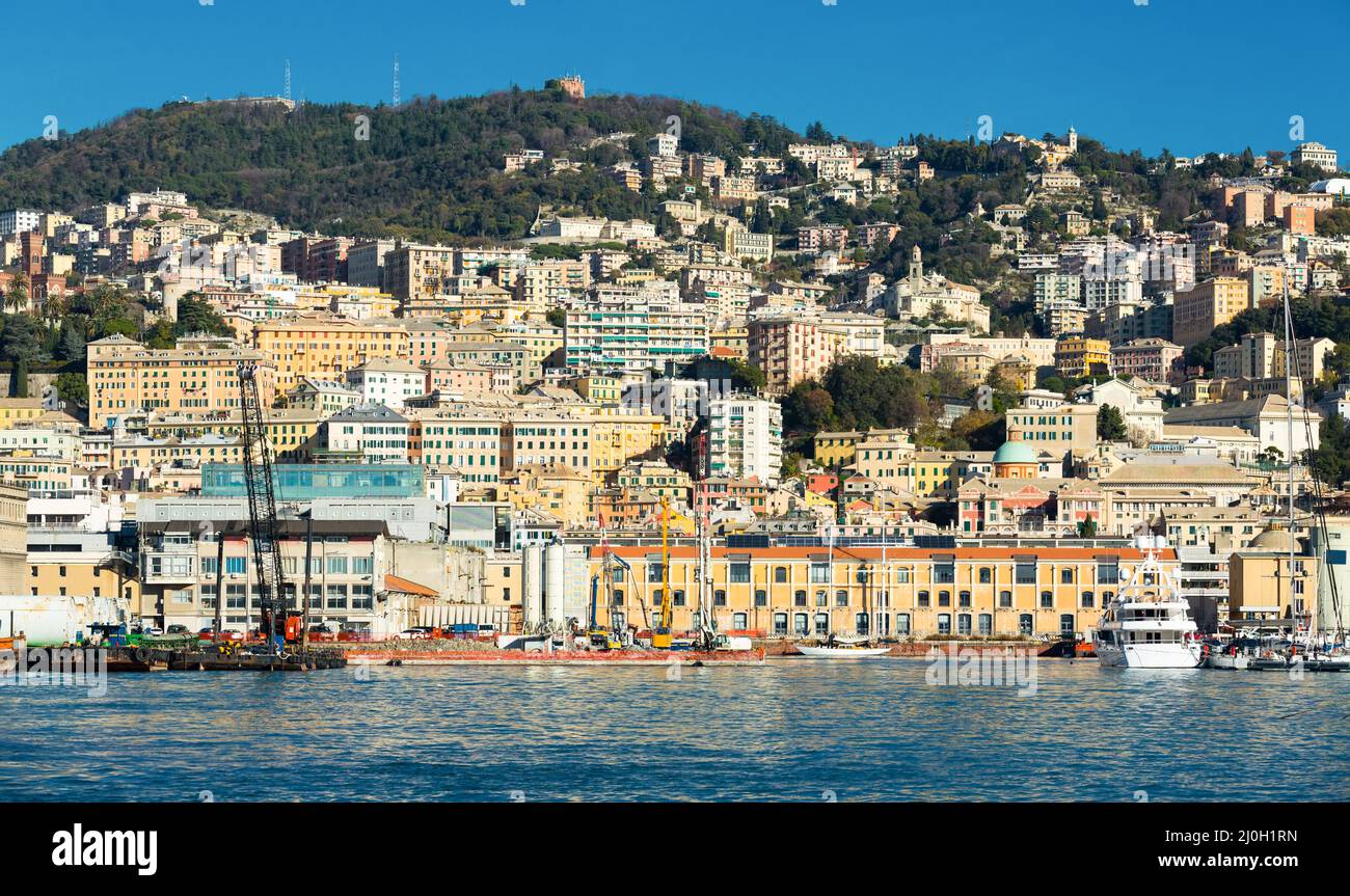 Image of colorful houses near Old Port of Genoa in Italy Stock Photo ...