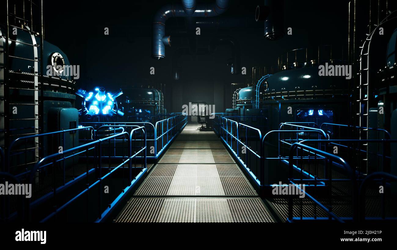 Futuristic cyberpunk power plant thermonuclear or nuclear reactor Stock  Photo - Alamy